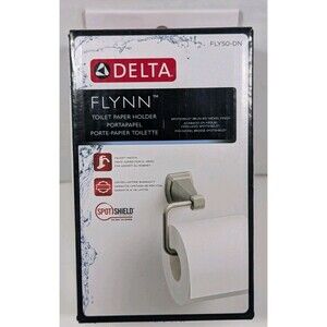 Delta Flynn Brushed Nickel Toilet Paper Holder Wall Mount Single Post Modern New